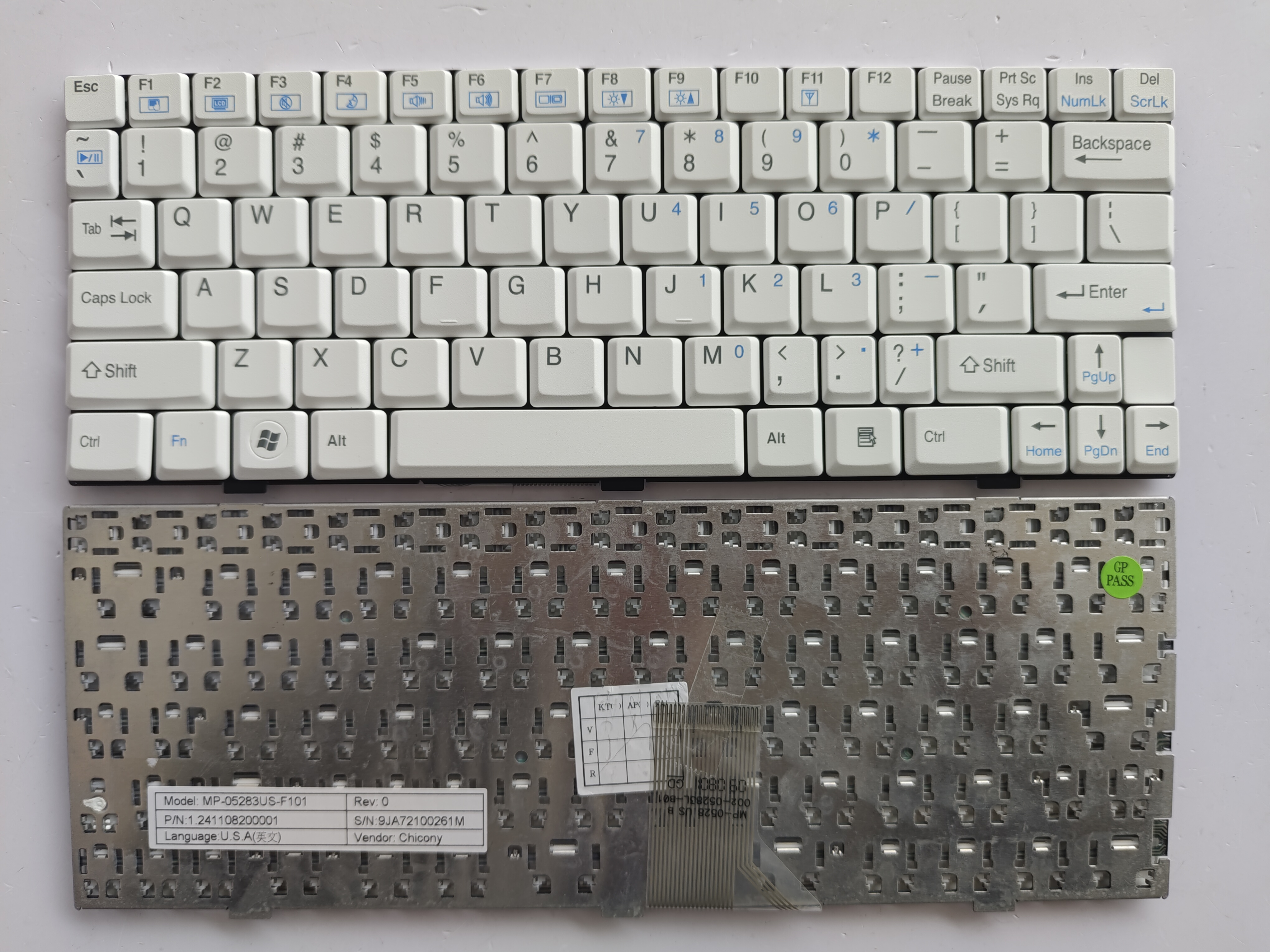 Picture of New Replacement Laptop Keyboard For N/A M720/M72SR WHITE US Layout